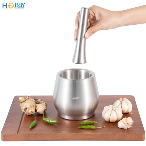 Chày cối inox 304 hình bầu giảm ồn Hobby home decor CI1