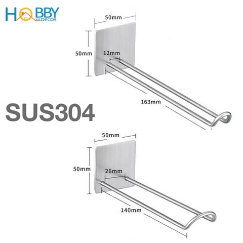 Bộ 2 móc treo kẹp phơi quần áo inox 304 dán tường Hobby home decor PMD