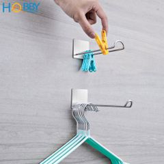 Bộ 2 móc treo kẹp phơi quần áo inox 304 dán tường Hobby home decor PMD