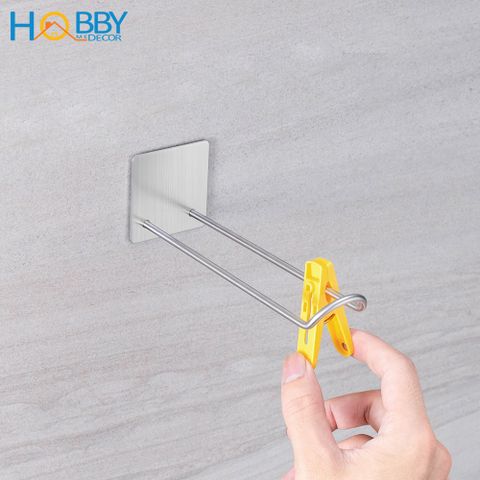Bộ 2 móc treo kẹp phơi quần áo inox 304 dán tường Hobby home decor PMD