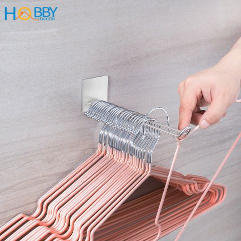 Bộ 2 móc treo kẹp phơi quần áo inox 304 dán tường Hobby home decor PMD