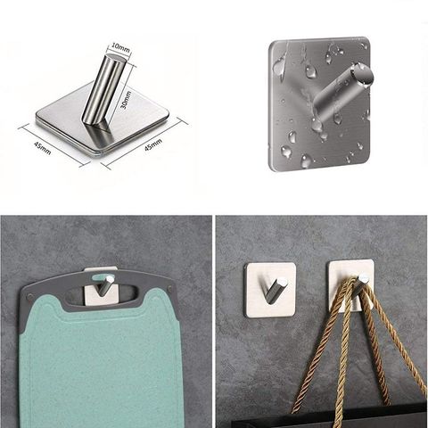 Combo 4 móc treo đồ dán tường inox 304 Hobby home decor V110-4