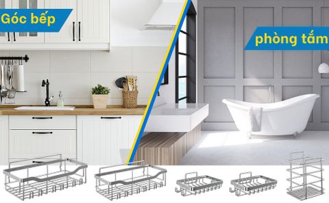 Bộ 5 kệ để đồ phòng tắm đa năng dán tường Hobby home decor K5MT inox 304