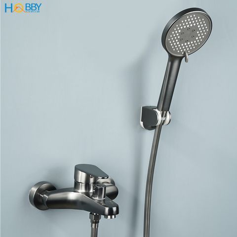 Combo củ sen tay sen nóng lạnh inox 304 sơn xám Hobby home decor CBX1