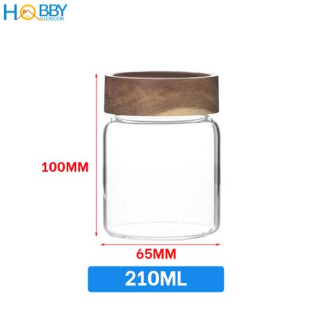 Hũ thủy tinh đựng gia vị nắp gỗ vặn kín HOBBY Home Decor HUNG2 - 3 size tùy chọn