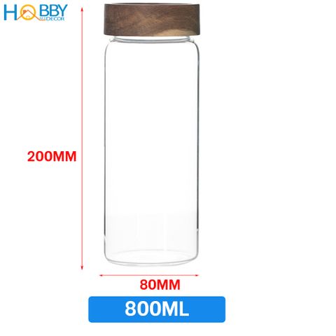 Hũ thủy tinh đựng gia vị nắp gỗ vặn kín HOBBY Home Decor HUNG2 - 3 size tùy chọn