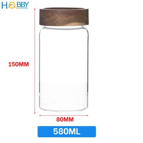 Hũ thủy tinh đựng gia vị nắp gỗ vặn kín HOBBY Home Decor HUNG2 - 3 size tùy chọn
