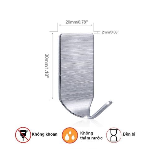 Combo 12 móc treo đồ dán tường inox 304 Hobby Home Decor MTV11512 loại nhỏ