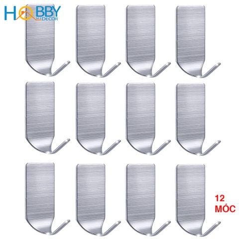 Combo 12 Móc treo đồ Inox 304 HOBBY MTV11512 dán tường gạch men, kính - kèm keo dán siêu dính