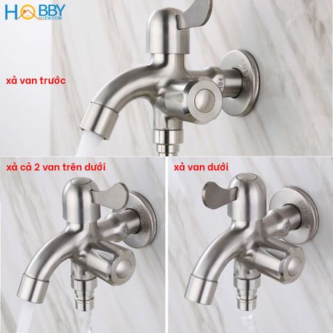 Củ sen lạnh 2 van xả đóng mở HOBBY Home Decor CS3 inox 304 ren 21