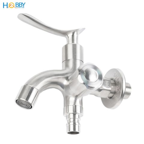 Củ sen lạnh đa năng 2 van xả inox 304 xước ren 21 Hobby home decor CS4
