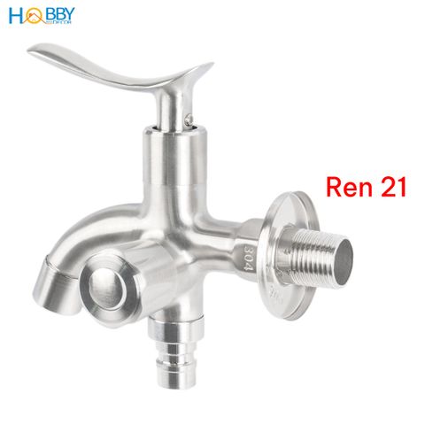 Củ sen lạnh đa năng 2 van xả inox 304 xước ren 21 Hobby home decor CS4