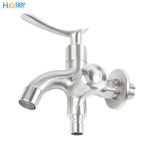 Củ sen lạnh đa năng 2 van xả inox 304 xước ren 21 Hobby home decor CS4