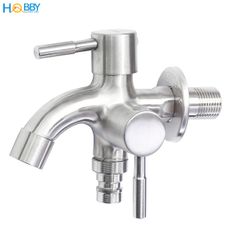 Vòi củ sen lạnh đa năng 2 đầu xả Inox 304 ren 21 Hobby home decor CS1