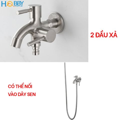 Vòi củ sen lạnh đa năng 2 đầu xả Inox 304 Hobby home decor CS1
