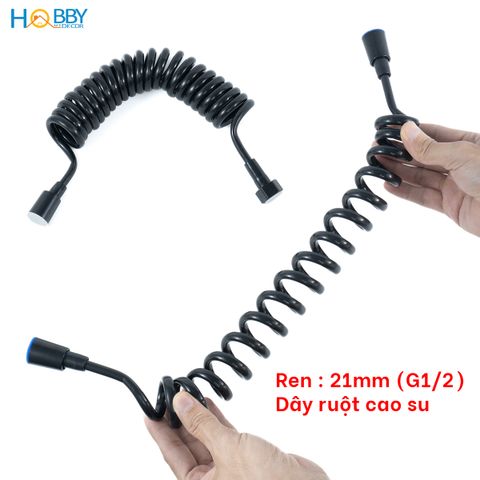 Dây sen lò xo màu đen cho vòi xịt đầu ốc inox 304 Hobby home decor LXD
