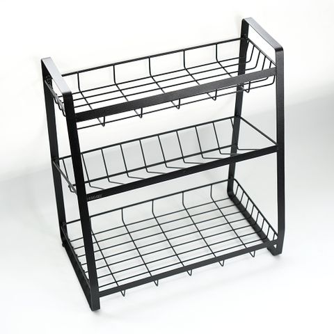 Kệ đựng gia vị chai lọ nhà bếp 3 tầng sơn đen Hobby home decor 3TD