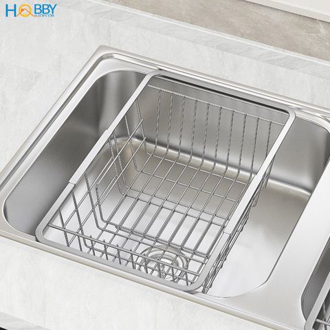 Khay đựng đồ gác chậu rửa chén co giãn inox 304 Hobby home decor KDC6