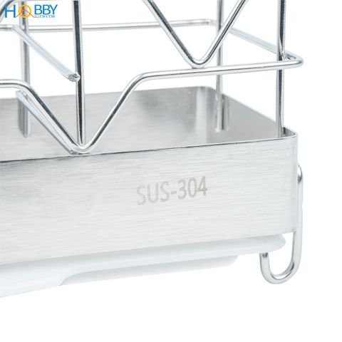 Kệ để đũa muỗng 3 ngăn Inox 304 dán tường Hobby home decor DM06 có miếng dán