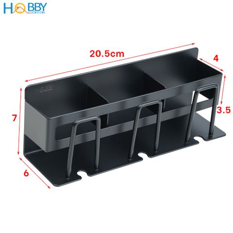 Kệ để bàn chải đa năng 3 ngăn dán tường Hobby home decor CD4B inox 304 sơn đen