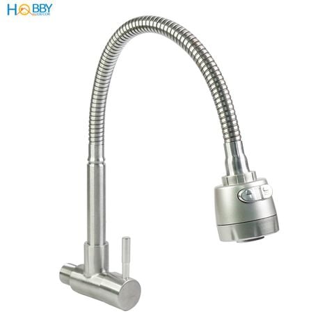 Vòi rửa bát gắn tường đầu tăng áp dòng lạnh Hobby Home Decor XGT1 inox 304