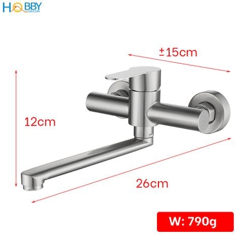 Vòi rửa chén nóng lạnh gắn tường Inox 304 Hobby Home Decor ANL1