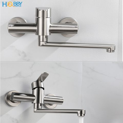 Vòi rửa chén nóng lạnh gắn tường Inox 304 Hobby Home Decor ANL1