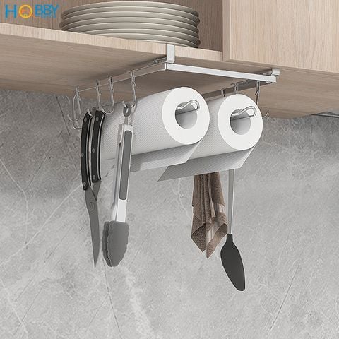 Giá treo 2 cuộn giấy lau bếp khăn bếp gắn tủ bếp Hobby Home Decor NVTG