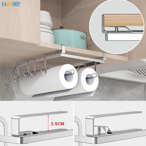 Giá treo 2 cuộn giấy lau bếp khăn bếp gắn tủ bếp Hobby Home Decor NVTG