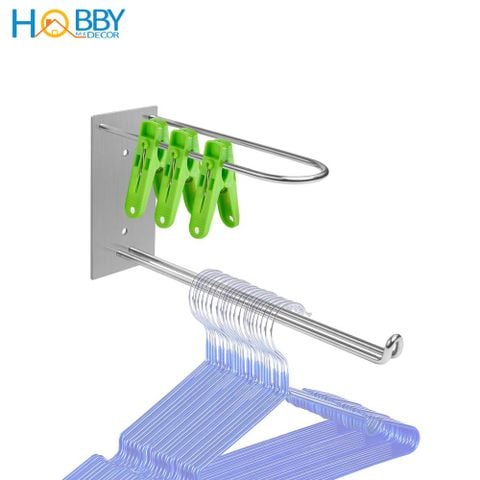 Giá treo móc kẹp phơi quần áo gắn tường inox 304 Hobby home decor GPM1