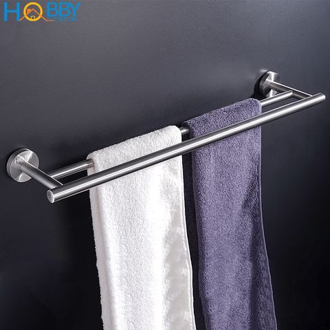 Giá treo khăn tắm Inox 304 HOBBY Home decor 2TT khoan tường dài 40cm không rỉ sét - 2 thanh treo (khoan tường)