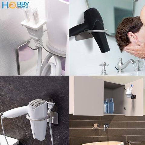 Giá treo máy sấy tóc Inox 304 dán tường Hobby home decor MS2