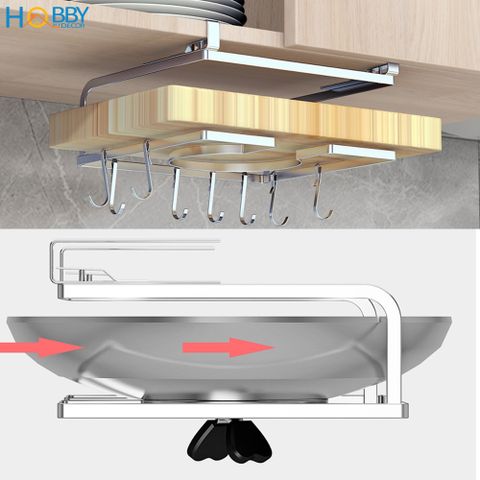 Giá treo nắp vung gắn vào thành tủ bếp Hobby Home Decor NVTT có 8 móc