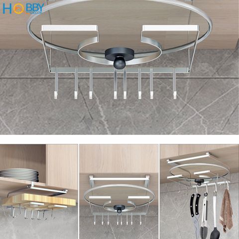 Giá treo nắp vung gắn vào thành tủ bếp Hobby Home Decor NVTT có 8 móc