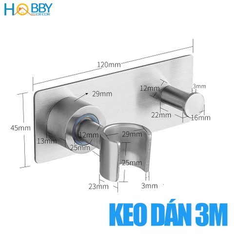 Giá treo vòi sen có móc treo inox 304 dán tường Hobby home decor SIM
