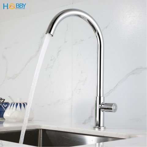 Vòi rửa chén lạnh gắn chậu inox 304 bóng khớp bi Hobby home decor RL2