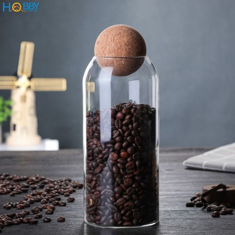 Hũ thuỷ tinh đựng hạt nắp gỗ bần Hobby home decor LTT4 tùy chọn