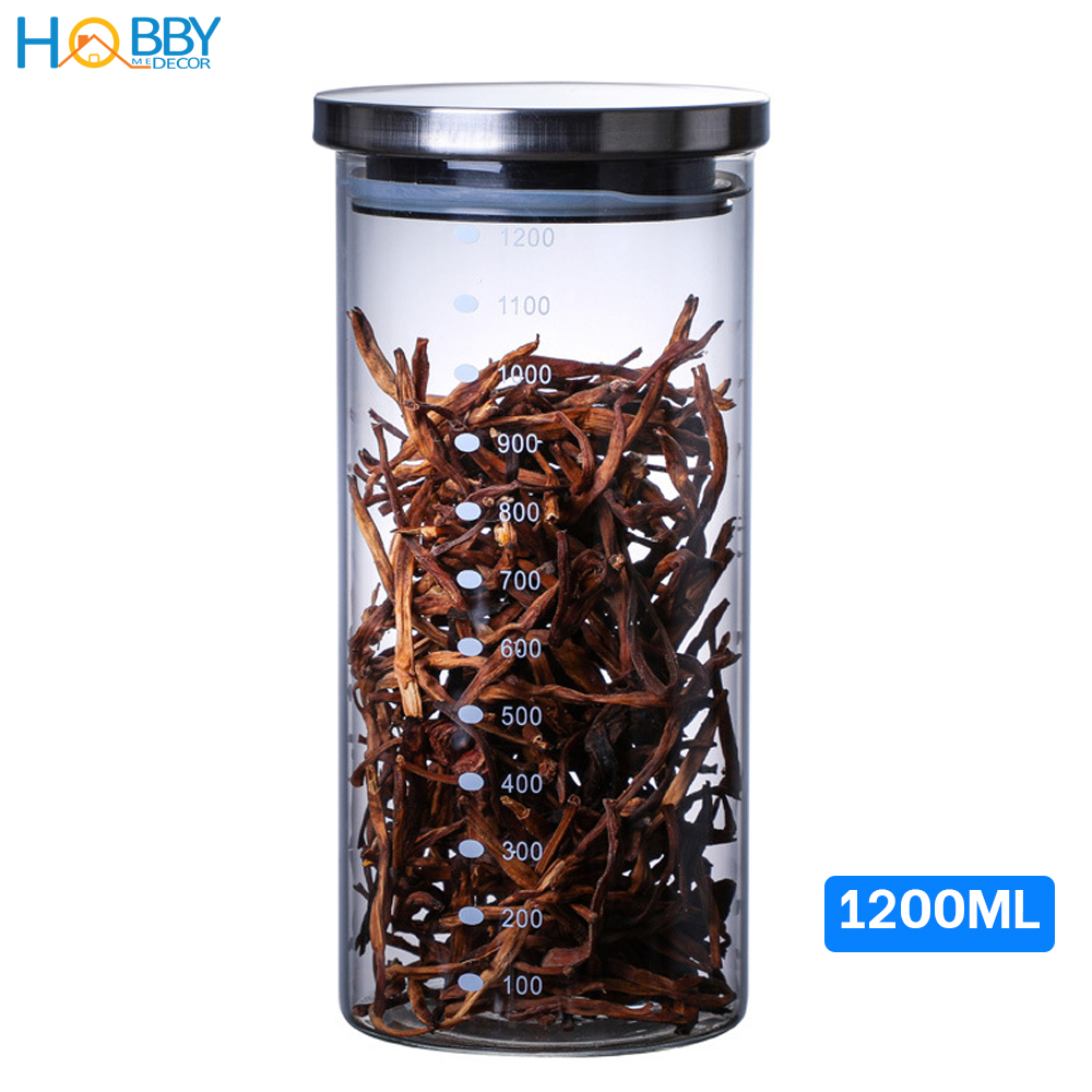 Hủ thủy tinh để hạt nắp Inox 304 kín ron HOBBY Home Decor TTI 3 size ...