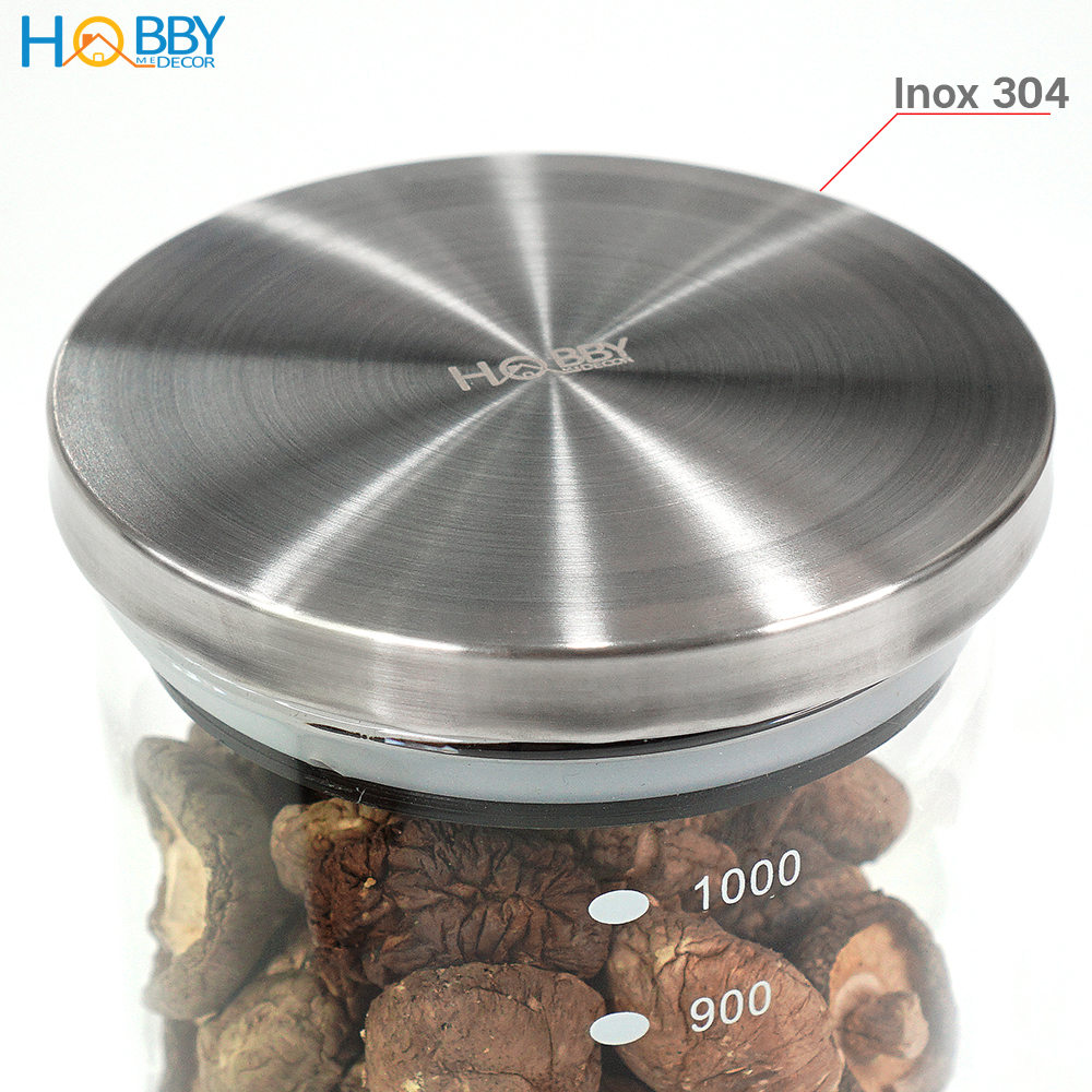 Hủ thủy tinh để hạt nắp Inox 304 kín ron HOBBY Home Decor TTI 3 size ...