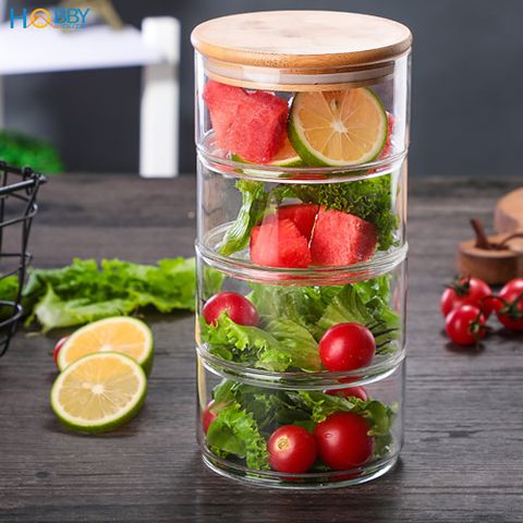 Hủ thủy tinh đựng thực phẩm nhiều tầng tùy chọn Hobby Home Decor HTT1