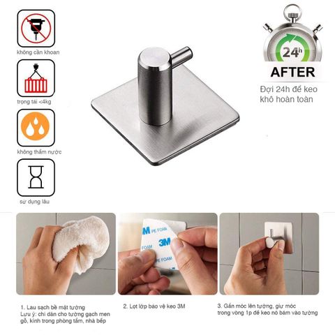 Combo 4 móc treo đồ dán tường inox 304 HOBBY Home Decor TV160-4