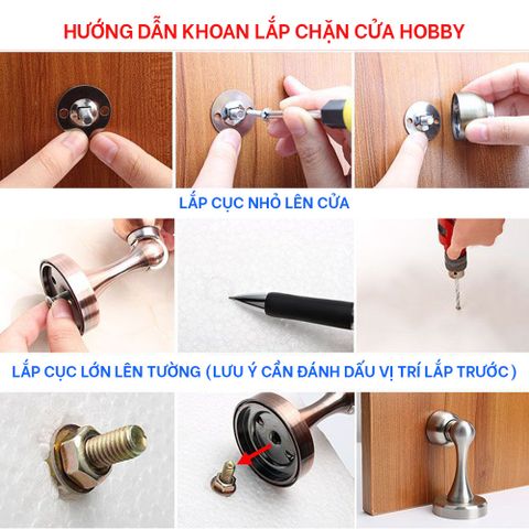 Bộ chặn cửa nam châm chống va đạp inox 304 dán Hobby Home Decor CC1