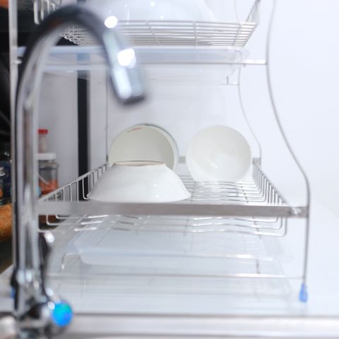 Kệ chén 3 tầng Inox 304 Hobby home decor KC3T cao cấp có khay nhựa hứng nước