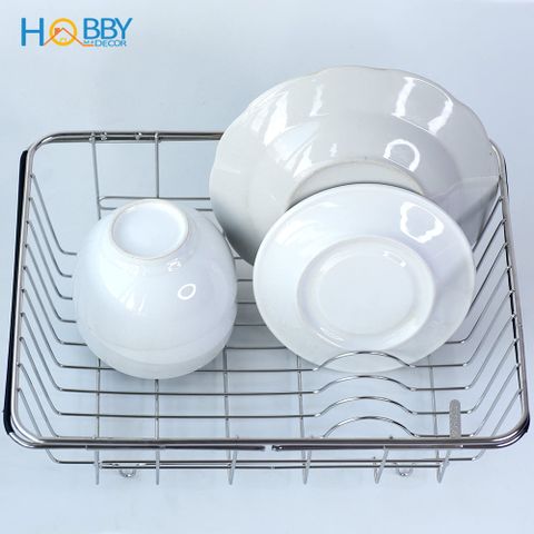 Khay để chén đĩa rau quả gác chậu rửa inox 304 Hobby Home Decor KDC3
