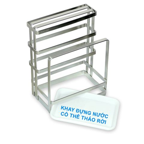 Kệ để dao thớt 2 ngăn Hobby Home Decor DD2N Inox 304 có khay hứng nước