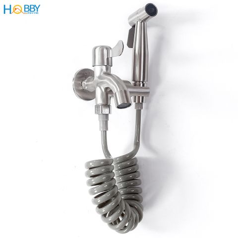 Bộ vòi xịt vệ sinh kèm vòi xả inox 304 dây lò xo Hobby Home Decor GXLX