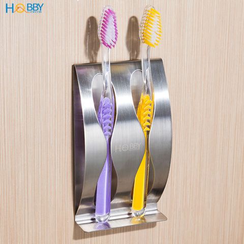 Kệ để bàn chải 2 ngăn dán tường inox 304 Hobby home decor KBC2