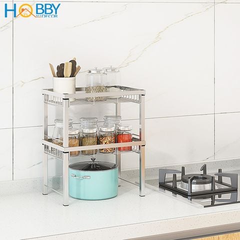 Kệ để đồ nhà bếp Inox 304 xếp tầng tùy chọn HOBBY Home Decor NBT 2 size tùy chọn không rỉ sét