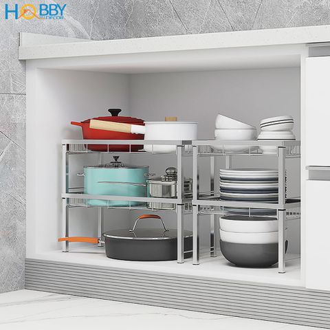 Kệ nhà bếp Inox 304 thiết kế đa năng từ hobby home decor NBT nhiều tầng để bạn dễ dàng tổ chức và lưu trữ các dụng cụ bếp. Bạn có thể lựa chọn các tầng đa dạng để phù hợp với không gian nhà của bạn.