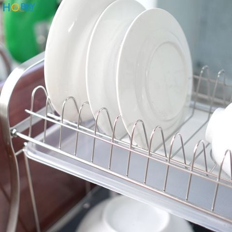 Kệ chén đa năng 2 tầng inox 304 mẫu lớn Hobby Home Decor KC2M